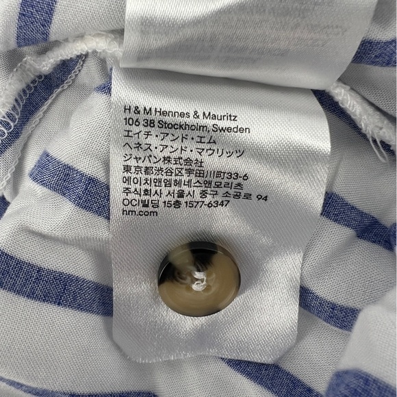 H&M Divided Blue White Striped Collared Long Sleeve Blouse Size Small Women's - Picture 6 of 6